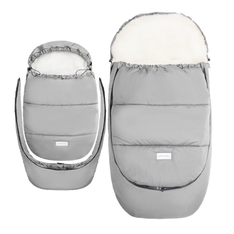 

Конверт-трансформер зимний меховой AMAROBABY Snowy Travel серый 85-105см, AMARO-6104