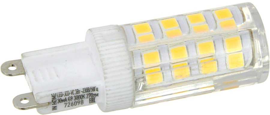 

Лампа светодиодная LED-JCD-VC 3Вт 230В G9 3000К 270Лм IN HOME