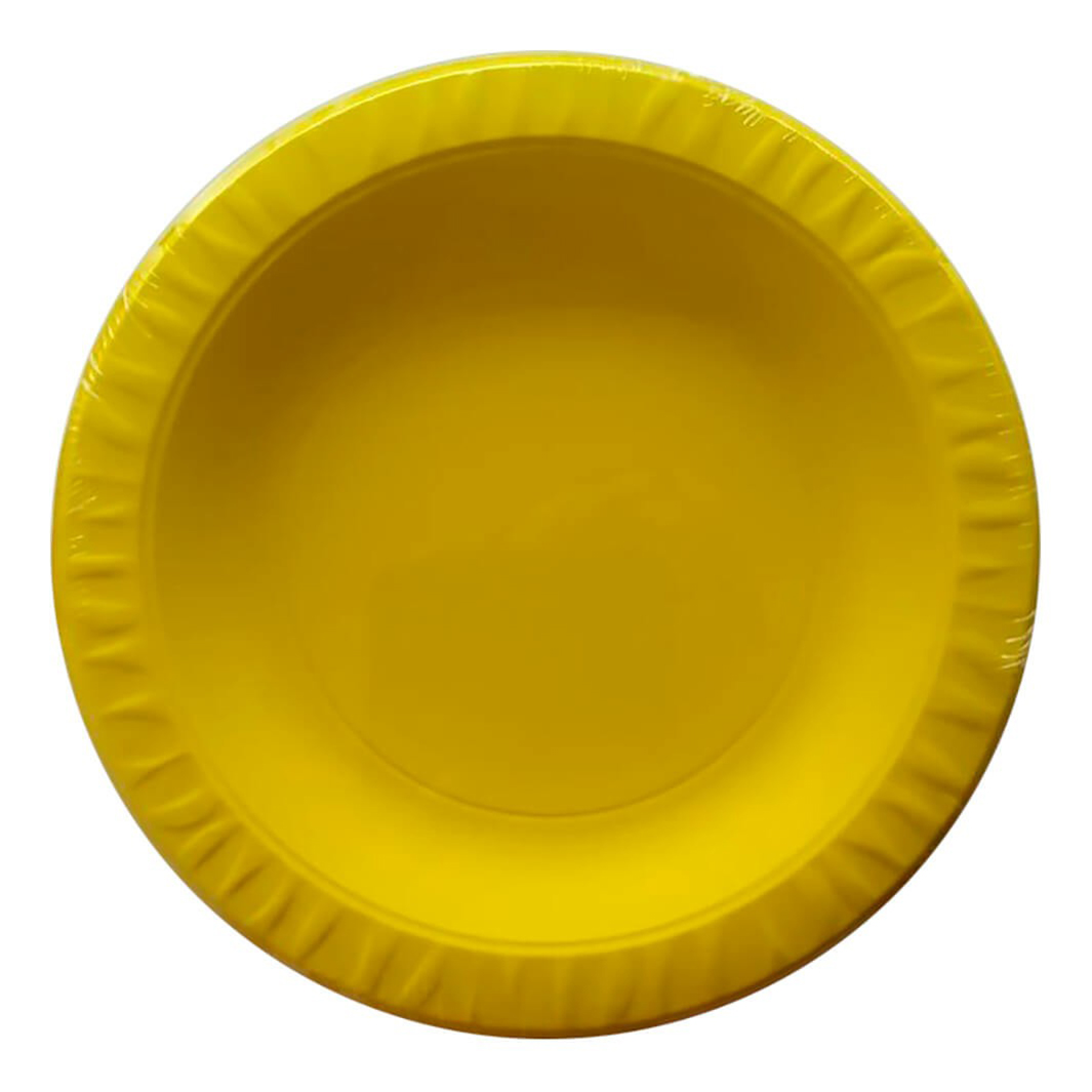 Тарелки глубокие одноразовые Buffet кукурузный крахмал желтые 18 см 6 шт