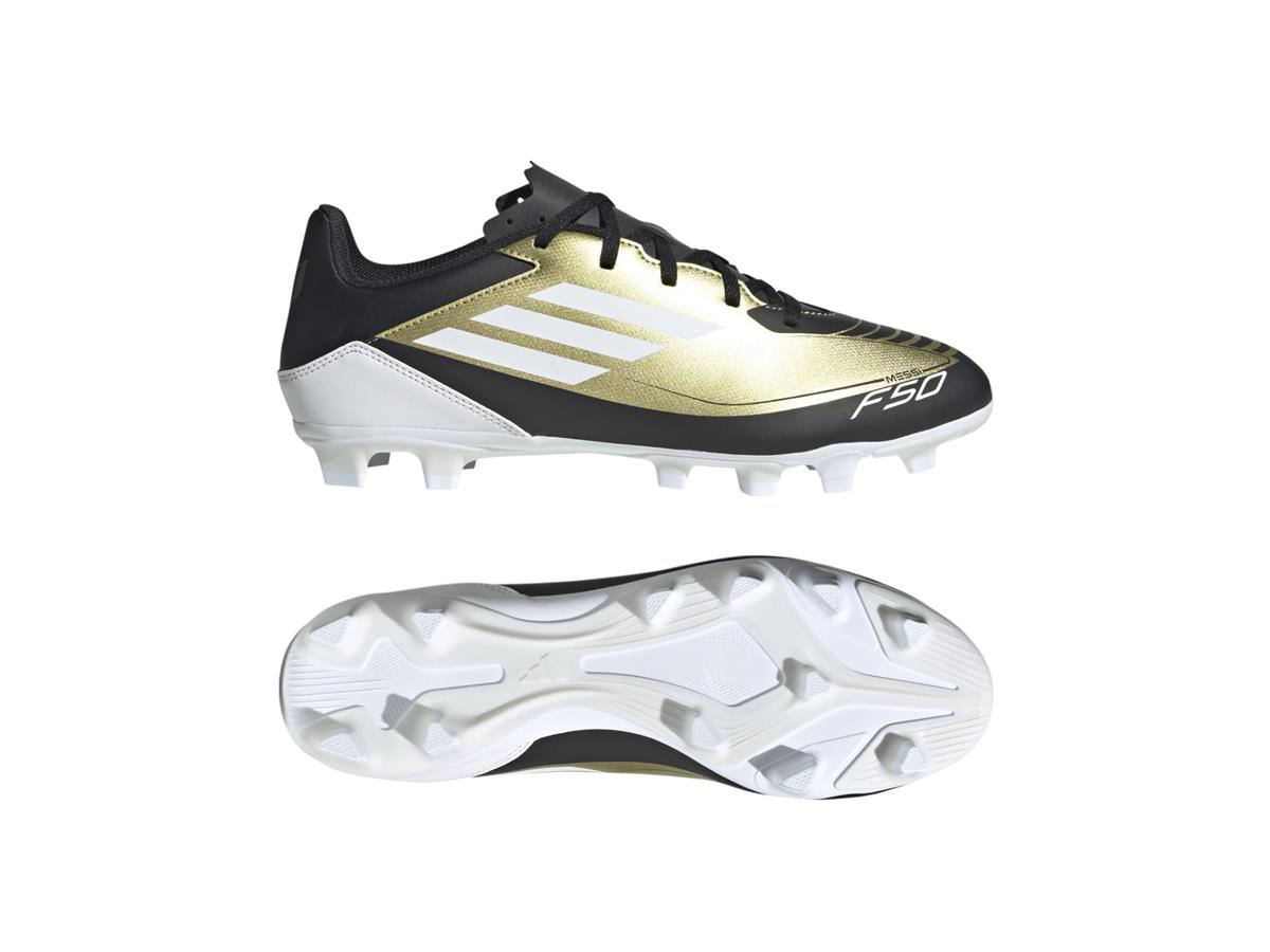 Бутсы мужские Adidas F50 Club FxG Messi черный, золотистый 8.5 UK