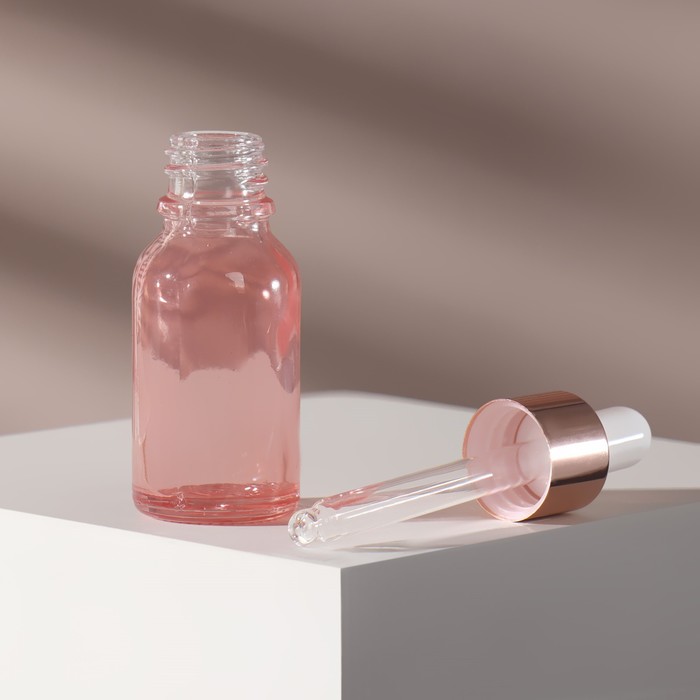 Бутылочка ONLITOP стеклянная для хранения, с пипеткой, цвет розовый/розовое золото, 15 мл