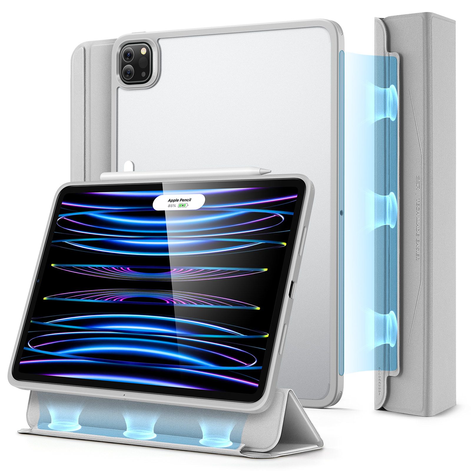 

Чехол книжка ESR Ascend Hybrid Case для iPad Pro 12.9 (2022/2021), Серый, iPad Pro 12.9 (2021, 2022)