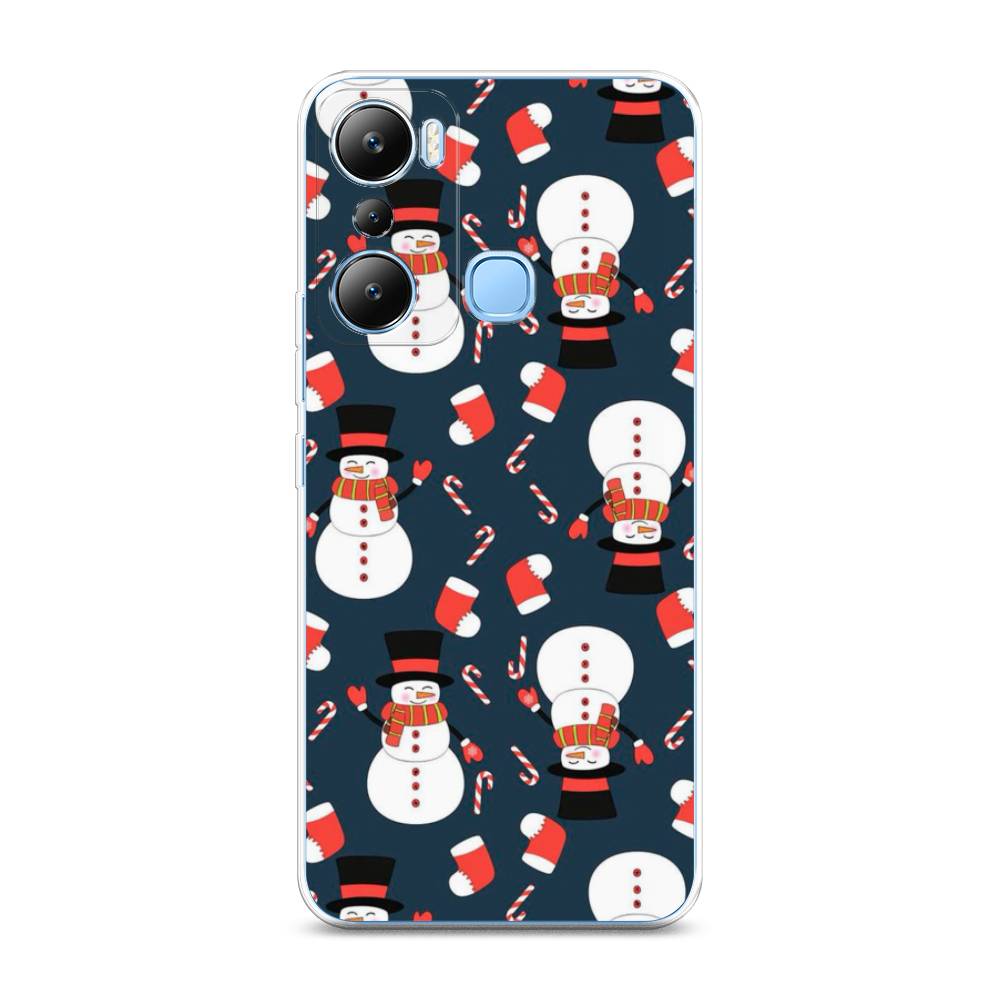 

Чехол на Infinix HOT 20i "Синие снеговики", Синий;белый;красный, 3102950-5