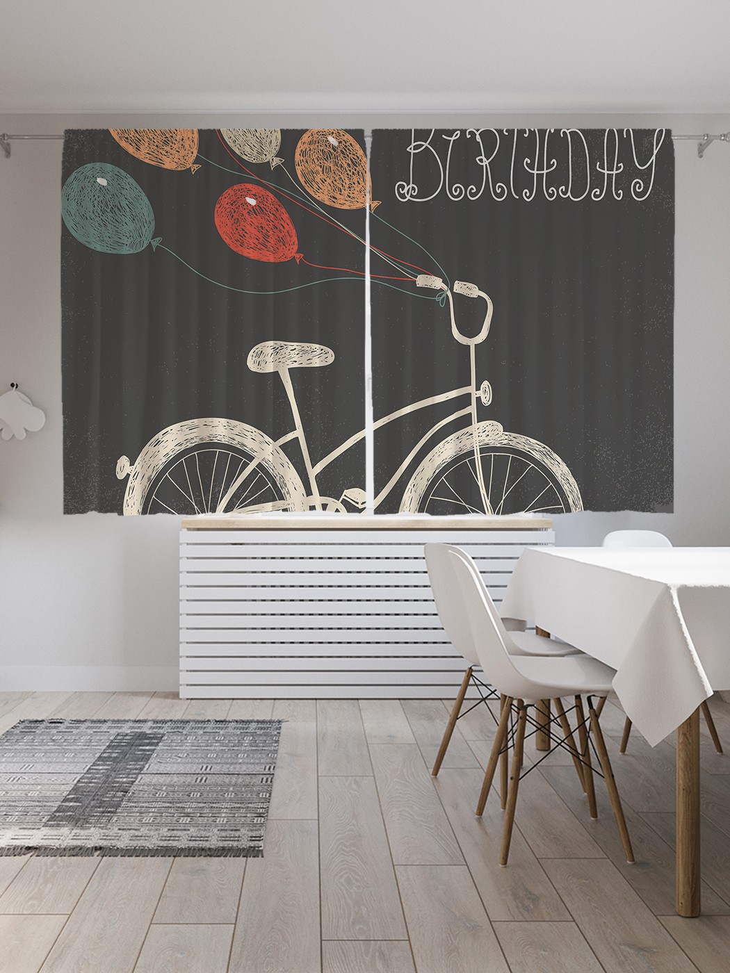 фото Классические шторы joyarty "велосипед в подарок", серия oxford delux, 2 полотна 145x180 см