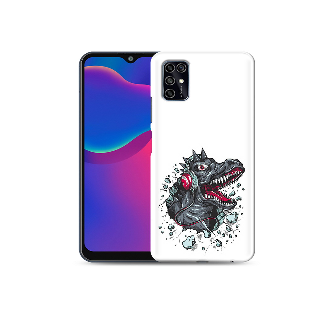 

Чехол MyPads Tocco для ZTE Blade V2020 Smart Нарисованный динозавр в наушниках, Прозрачный, Tocco