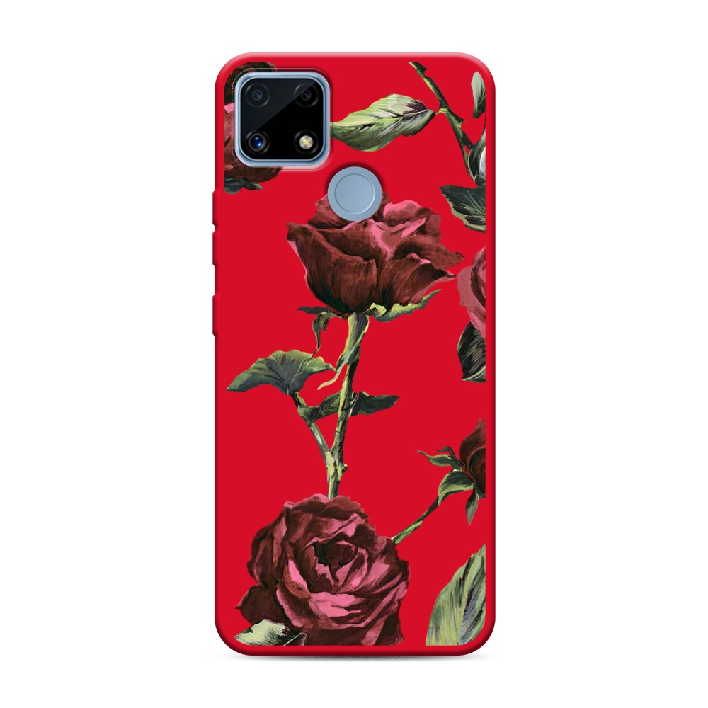 

Чехол Awog на Realme C25/ C25s "Бордовые розы фон", Красный, 257453-1