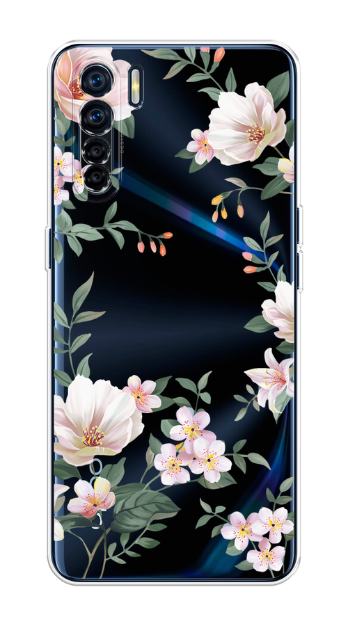 

Чехол на Oppo A91/Reno 3 "Beautiful white flowers", Бежевый;зеленый, 254250-1