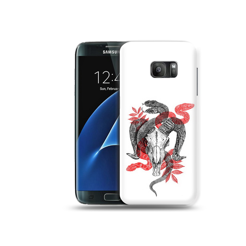 

Чехол MyPads Tocco для Samsung Galaxy S7 змея в черепе рисунок, Прозрачный, Tocco