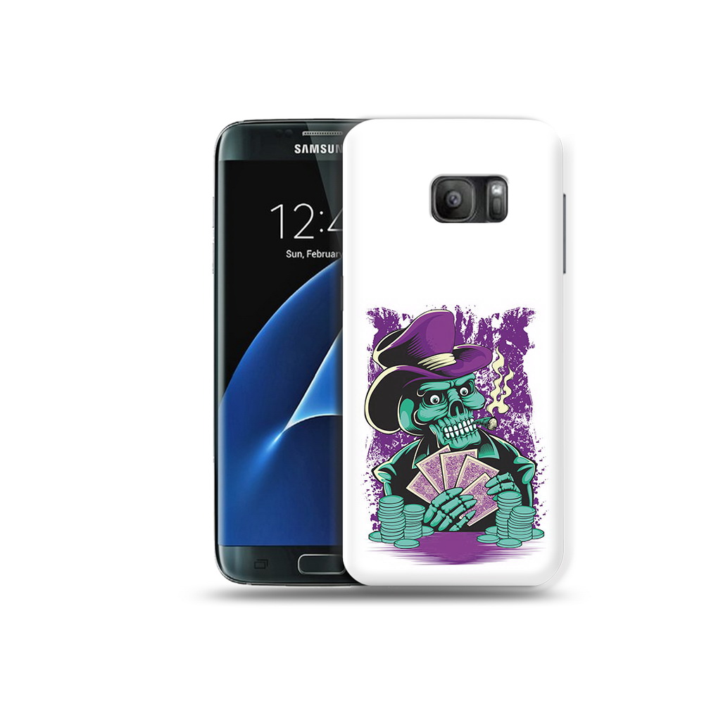 

Чехол MyPads Tocco для Samsung Galaxy S7 зеленый череп с картами, Прозрачный, Tocco