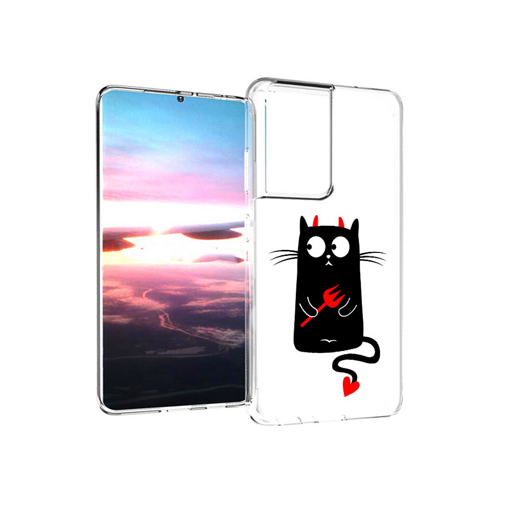 

Чехол MyPads Tocco для Samsung Galaxy S21 Ultra Кот демон (PT157307.497.97), Прозрачный, Tocco