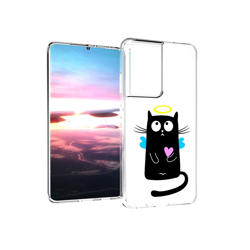 

Чехол MyPads Tocco для Samsung Galaxy S21 Ultra Кот ангелок (PT157307.497.96), Прозрачный, Tocco