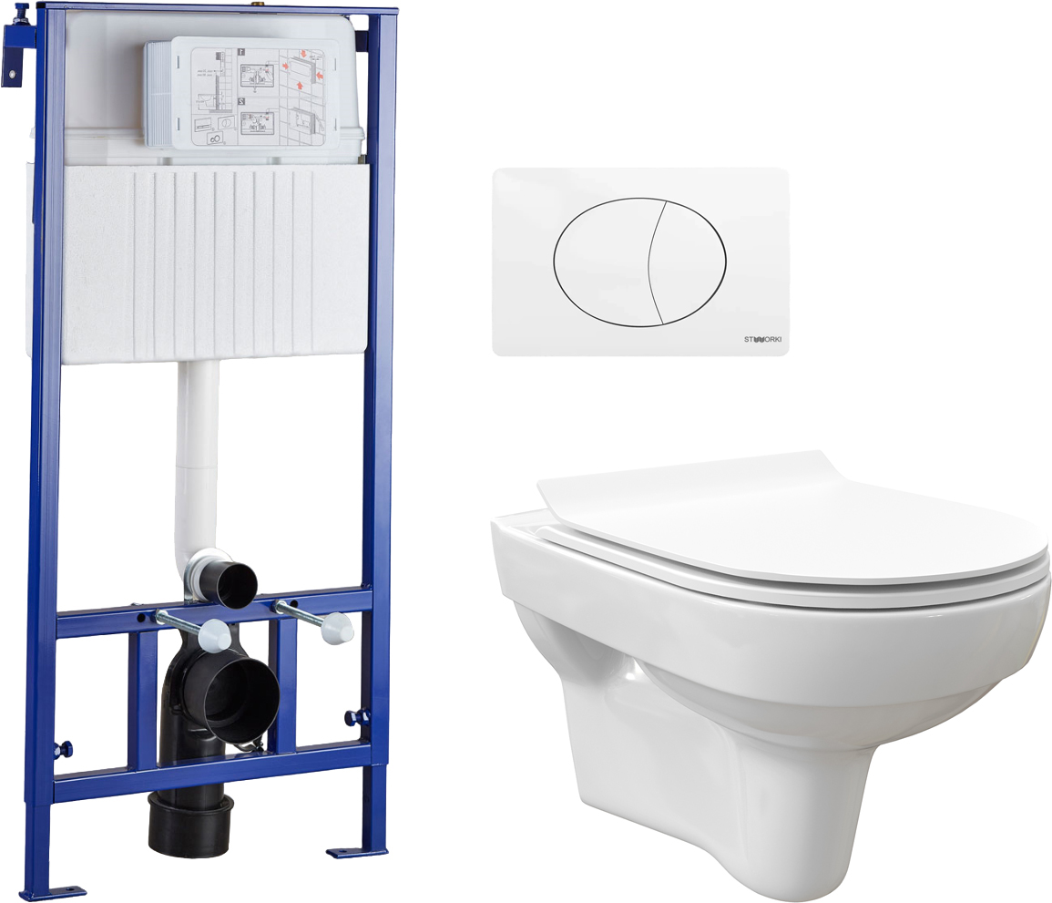 

Комплект Унитаз подвесной STWORKI Стокгольм Clean On DPL EO slim 63429 безободковый + Сист