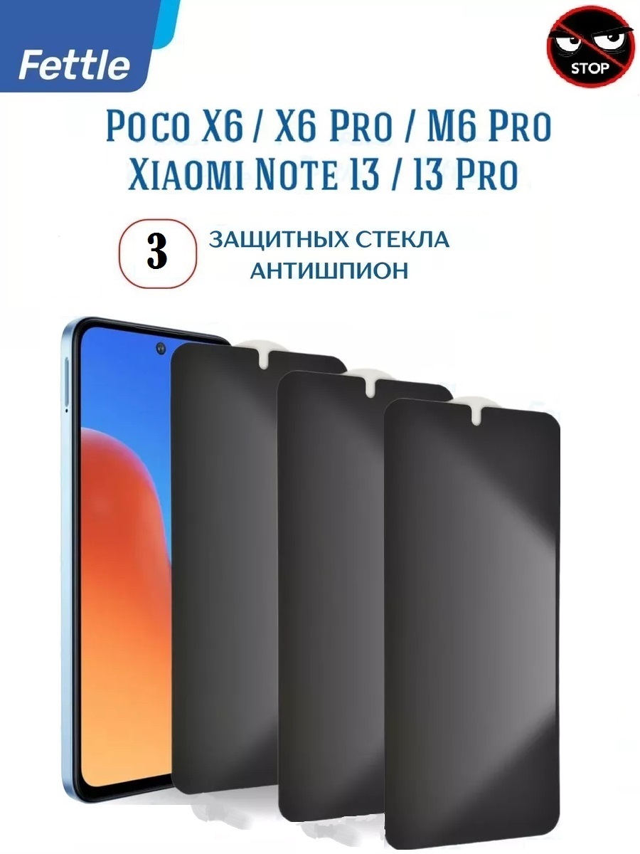 

Защитное стекло Антишпион для Poco X6 - X6 Pro - M6 Pro (3 шт.), GL/POCO/X6