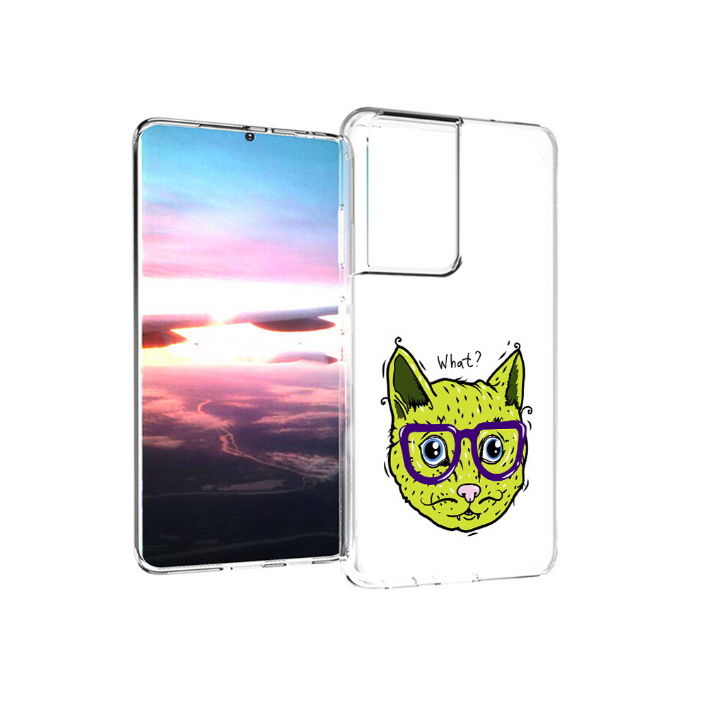 

Чехол MyPads Tocco для Samsung Galaxy S21 Ultra Зеленый кот (PT157307.497.86), Прозрачный, Tocco