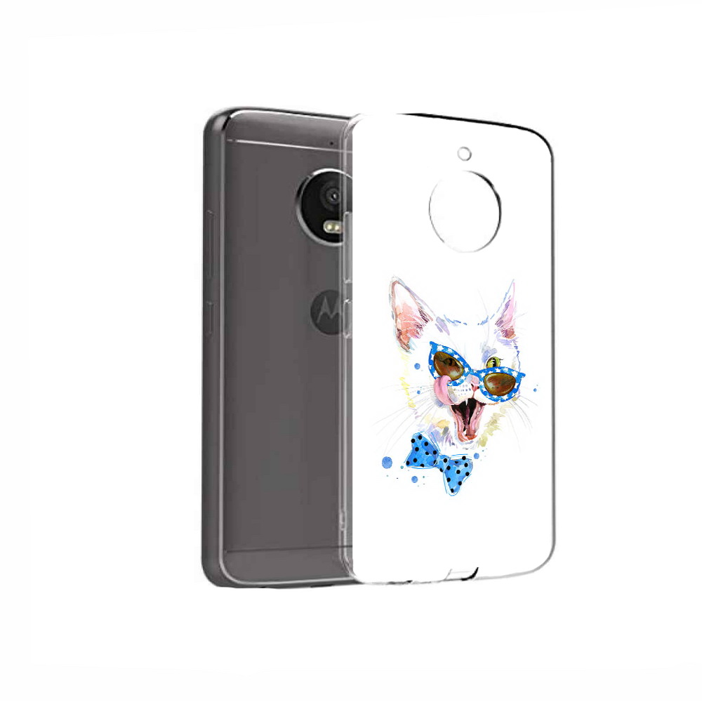 

Чехол MyPads Tocco для Motorola Moto E4 белый кот (PT99977.370.229), Прозрачный, Tocco