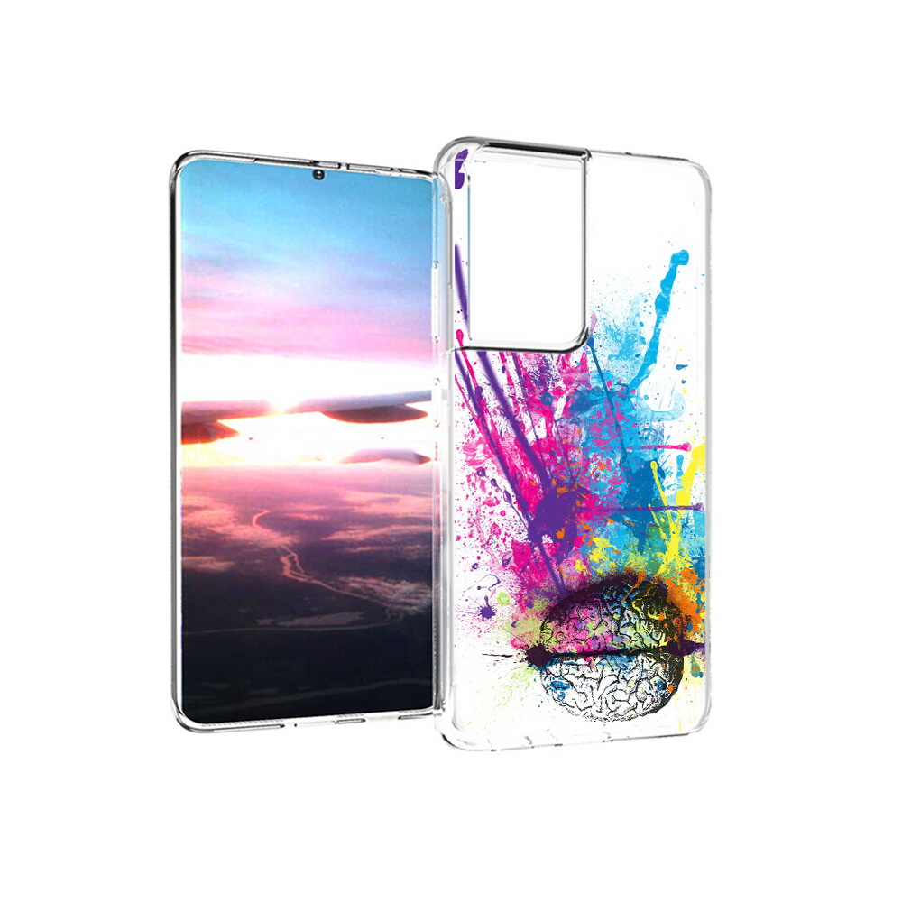 

Чехол MyPads Tocco для Samsung Galaxy S21 Ultra яркий красочный мозг (PT157307.497.710), Прозрачный, Tocco