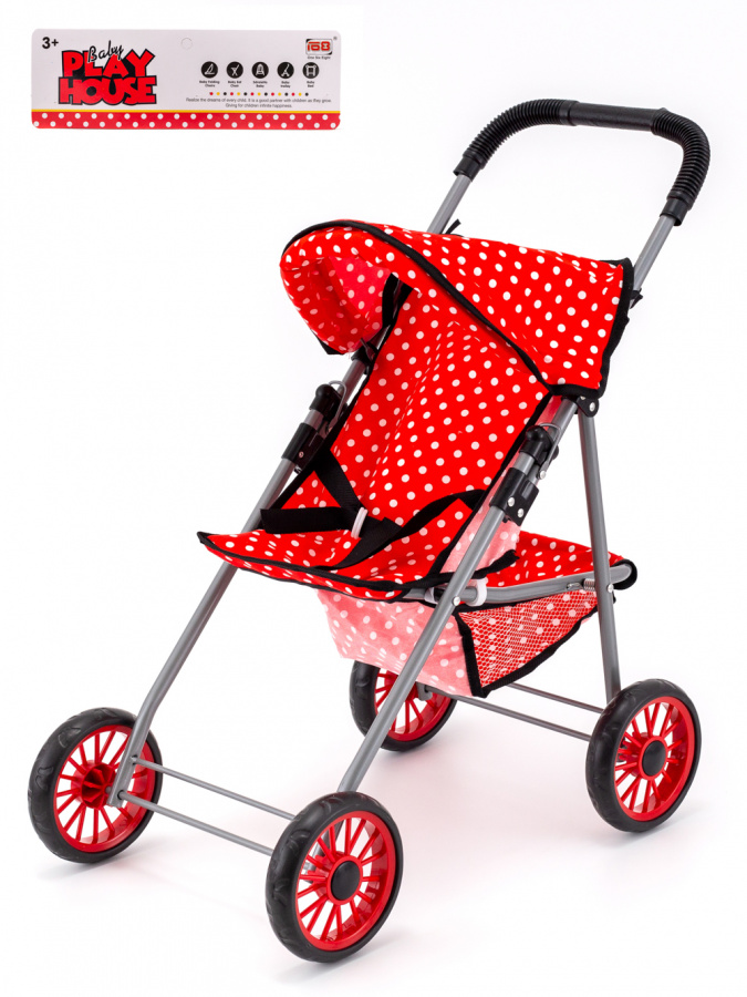 фото Прогулочная коляска для кукол бим-бом игрушки 865603, красная