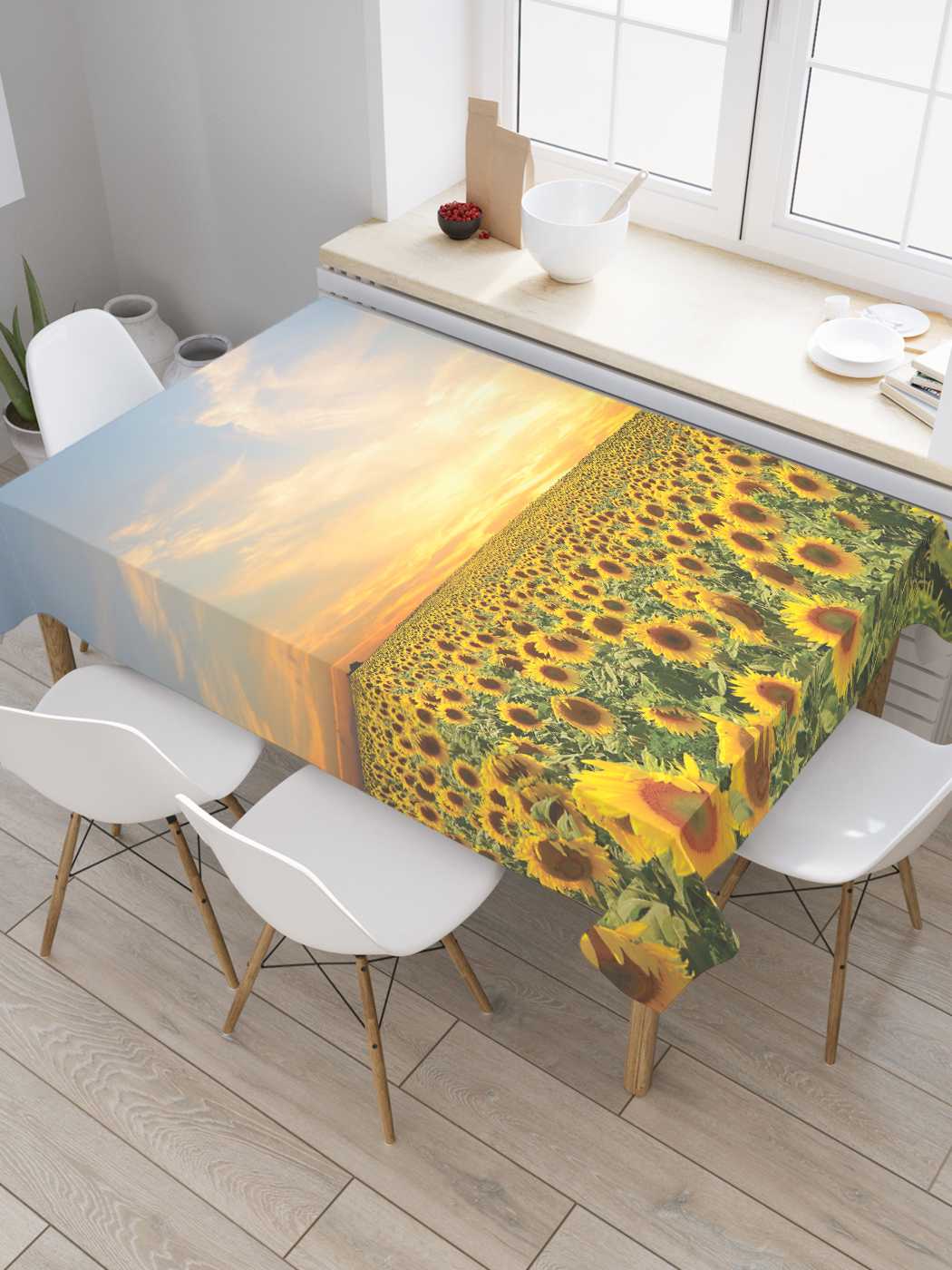 

Скатерть прямоугольная JoyArty "Подсолнуховый край" из сатена, 120x145 см, Желтый, Подсолнуховый край