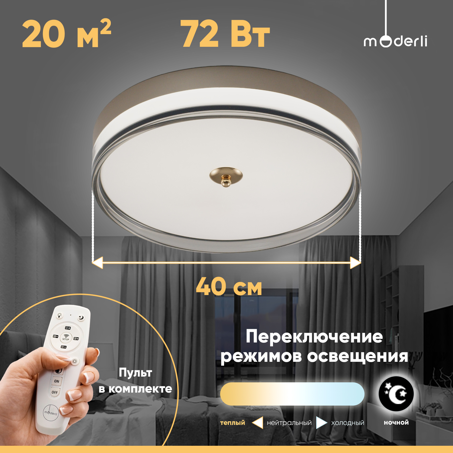 

Светильник потолочный светодиодный Moderli V10706-CL Anny, Anny