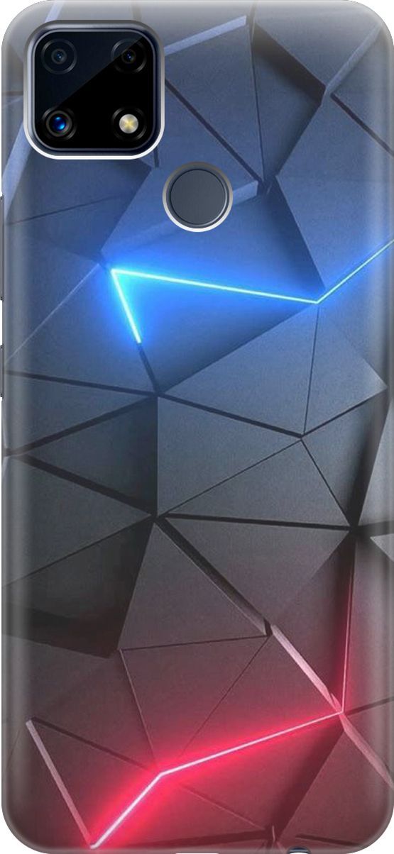 

Силиконовый чехол на Realme C25 "Графитовые грани", Серый;синий, 3829