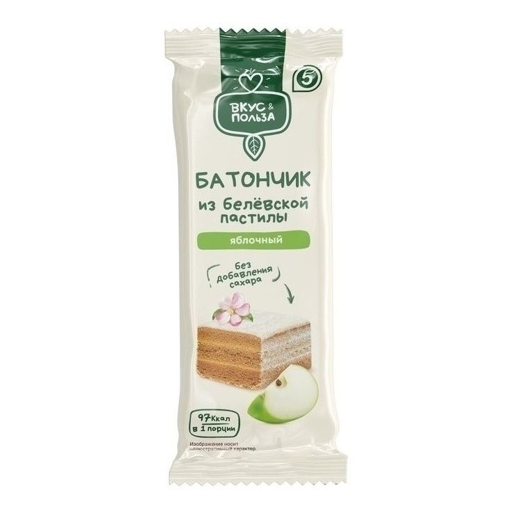 

Батончик Вкус & Польза из белевской яблочной пастилы без добавления сахара 35 г