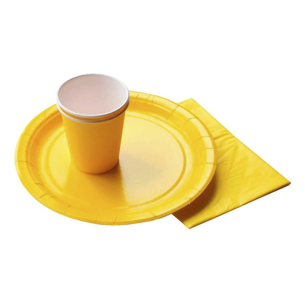 Набор бумажной посуды Европа желтый 5 персон