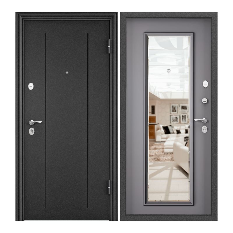 Дверь входная Torex для квартиры металлическая Flat-M 860х2100 правый, зеркало, серый