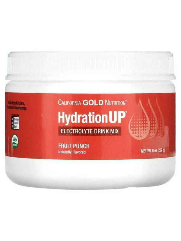 California Gold Nutrition BEVERAGES - HydrationUP - Electrolytes Fruit Punch, 8 oz (227 g)