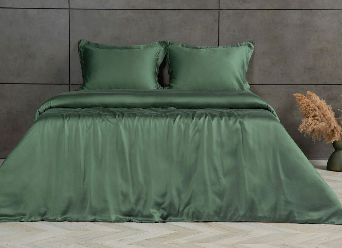 

Простыня Maktex из сатина на резинке 200x220x30 темный плющ, Простыни из сатина на резинке 120