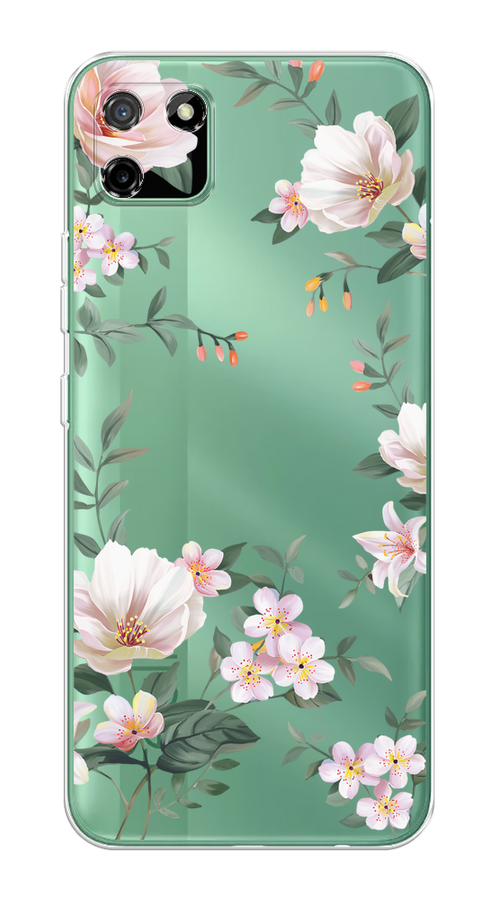 

Чехол на Realme C11 2020 "Beautiful white flowers", Бежевый;зеленый, 253850-1