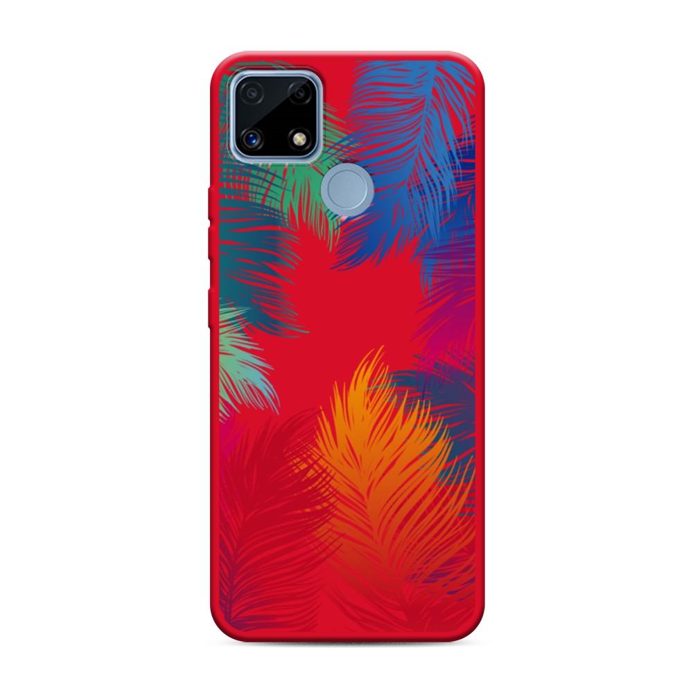 

Чехол Awog на Realme C25/ C25s "Рамка из перьев", Красный, 257453-1