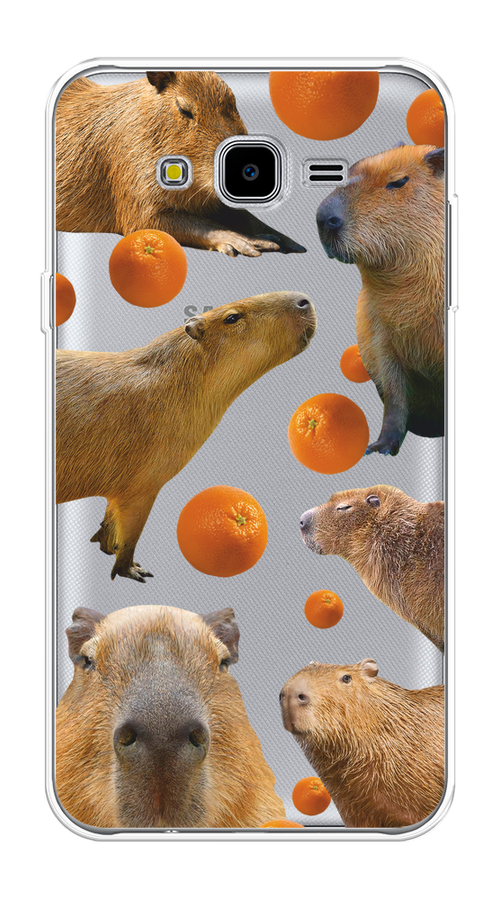 

Чехол на Samsung Galaxy J7 Neo "Капибара и апельсины", Бежевый;оранжевый, 25350-1
