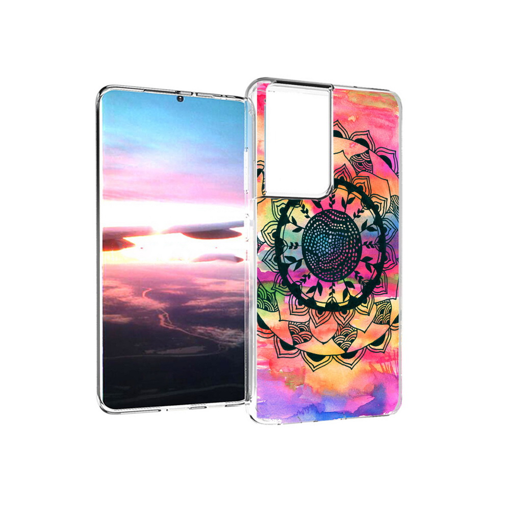 

Чехол MyPads Tocco для Samsung Galaxy S21 Ultra яркая абстракция круглый цветок, Прозрачный, Tocco