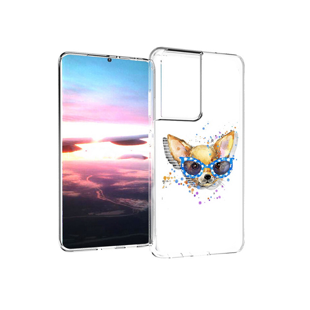 

Чехол MyPads Tocco для Samsung Galaxy S21 Ultra чихуа-хуа в очках (PT157307.497.691), Прозрачный, Tocco
