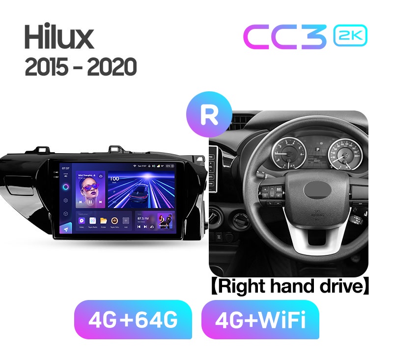 Магнитола TEYES TOYOTA HILUX 2015 г ПРАВЫЙ РУЛЬ CC3 2K 464ГБ 3789000₽