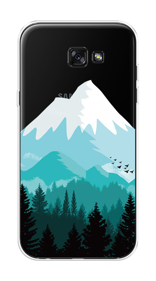 

Чехол на Samsung Galaxy A7 2017 "Синяя снежная гора", Белый;голубой, 20950-2