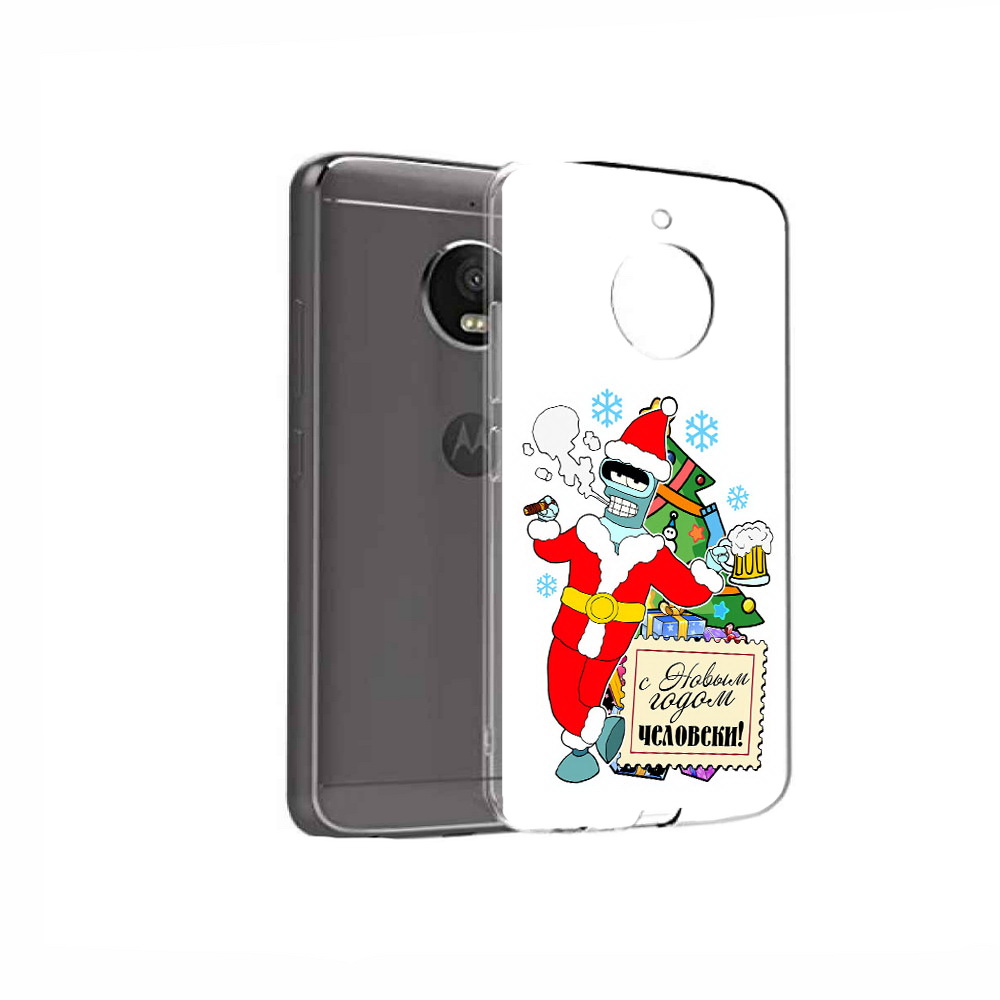 

Чехол MyPads Tocco для Motorola Moto E4 С новым годом человеки (PT99977.370.150), Прозрачный, Tocco