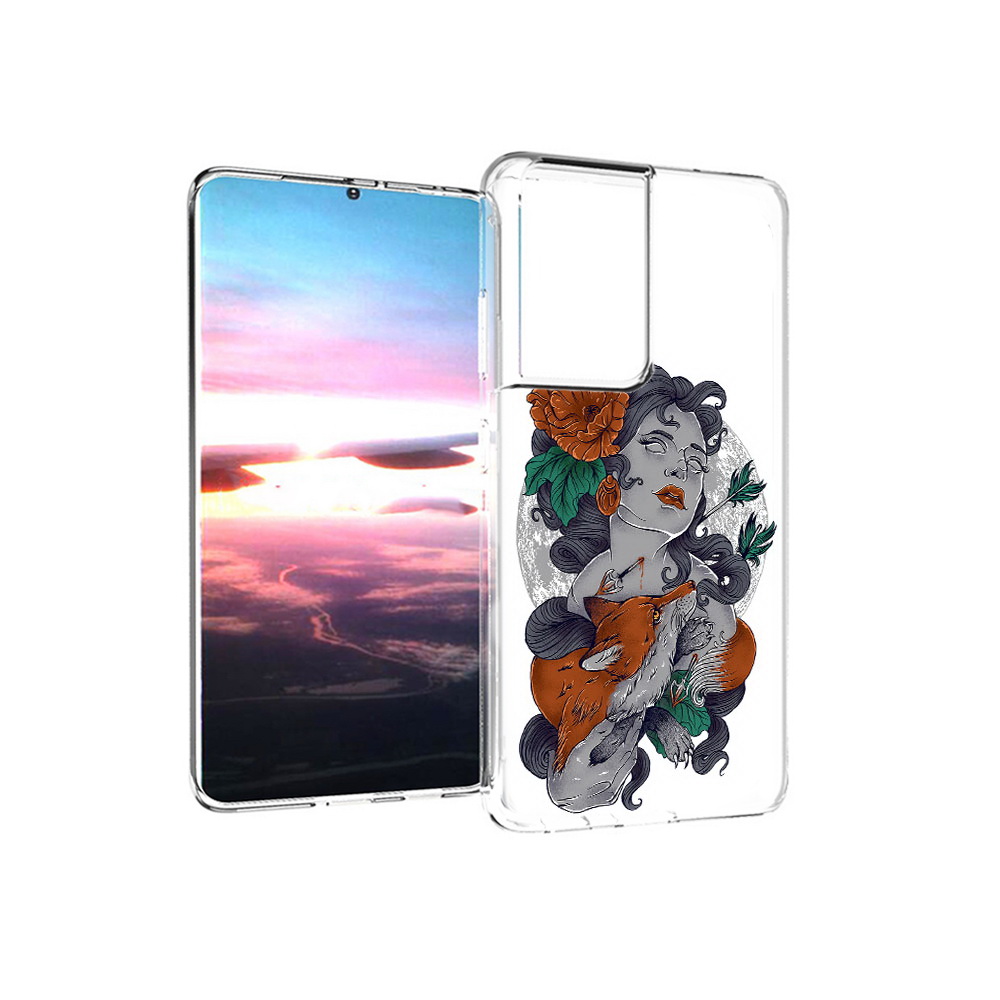 

Чехол MyPads Tocco для Samsung Galaxy S21 Ultra темная девушка с лисой (PT157307.497.639), Прозрачный, Tocco