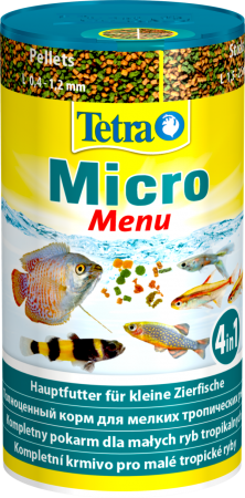 

Корм для мелких тропических рыб Tetra MICRO MENU, чипсы, гранулы, палочки, 100 мл