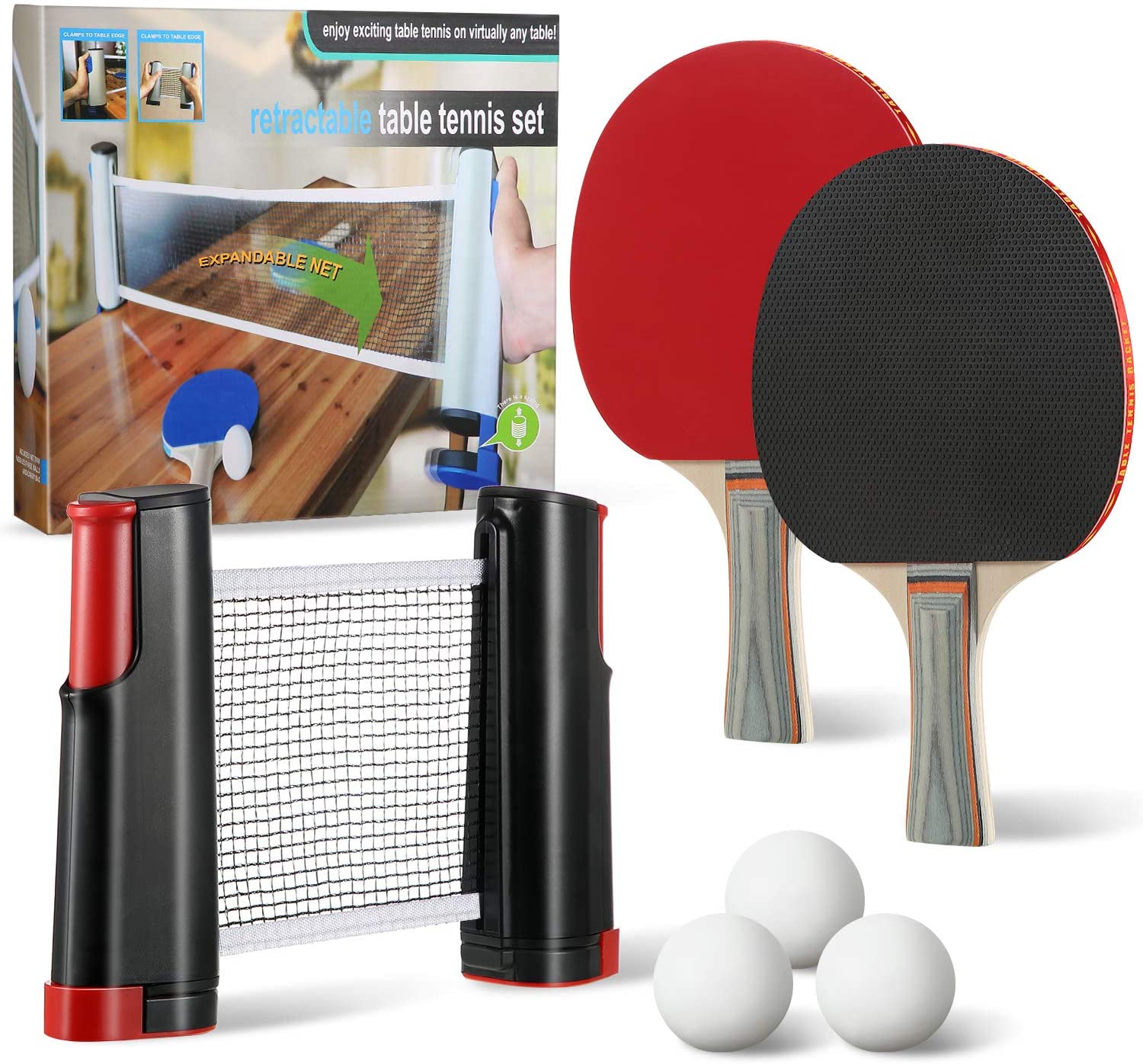 фото Ракетки с сеткой для настольного тенниса и шариками ping-pong msn toys