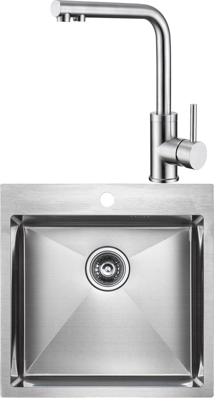 

Комплект Мойка кухонная Paulmark Kroner PM215151-BS брашированная нержавеющая сталь + Смес, Kroner PM215151-BS брашированная нержавеющая сталь
