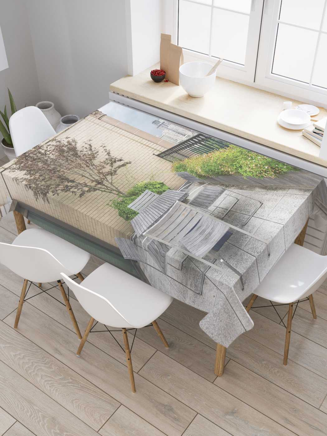 

Скатерть прямоугольная JoyArty "Отдых на высоте" из сатена, 120x145 см, Розовый, Отдых на высоте