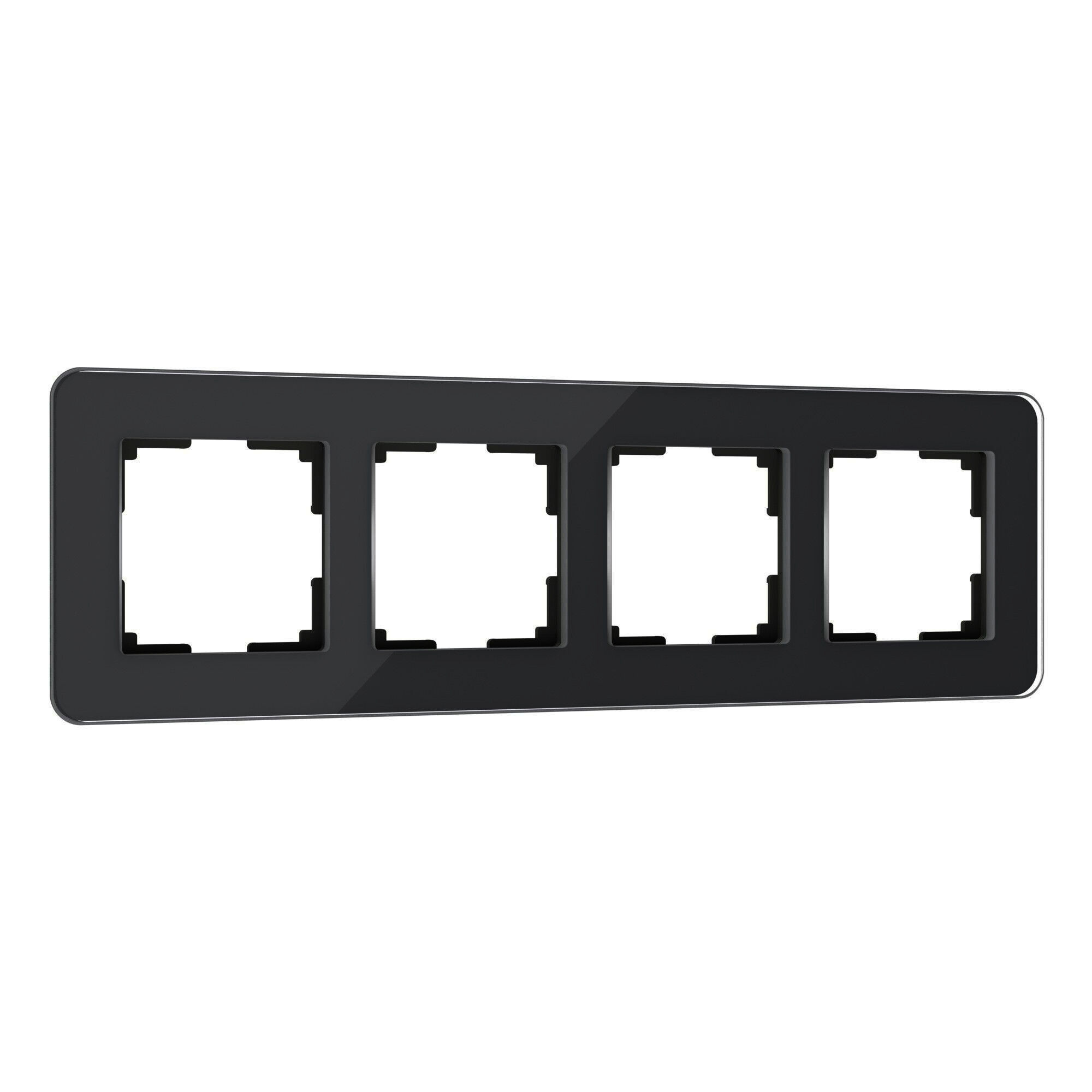 Рамка для розетки / выключателя на 4 поста Werkel Elite W0042448 черный закаленное стекло лицевая панель для сенсорного выключателя и розетки 2 клавиши livolo bb c7 c2 sr 15