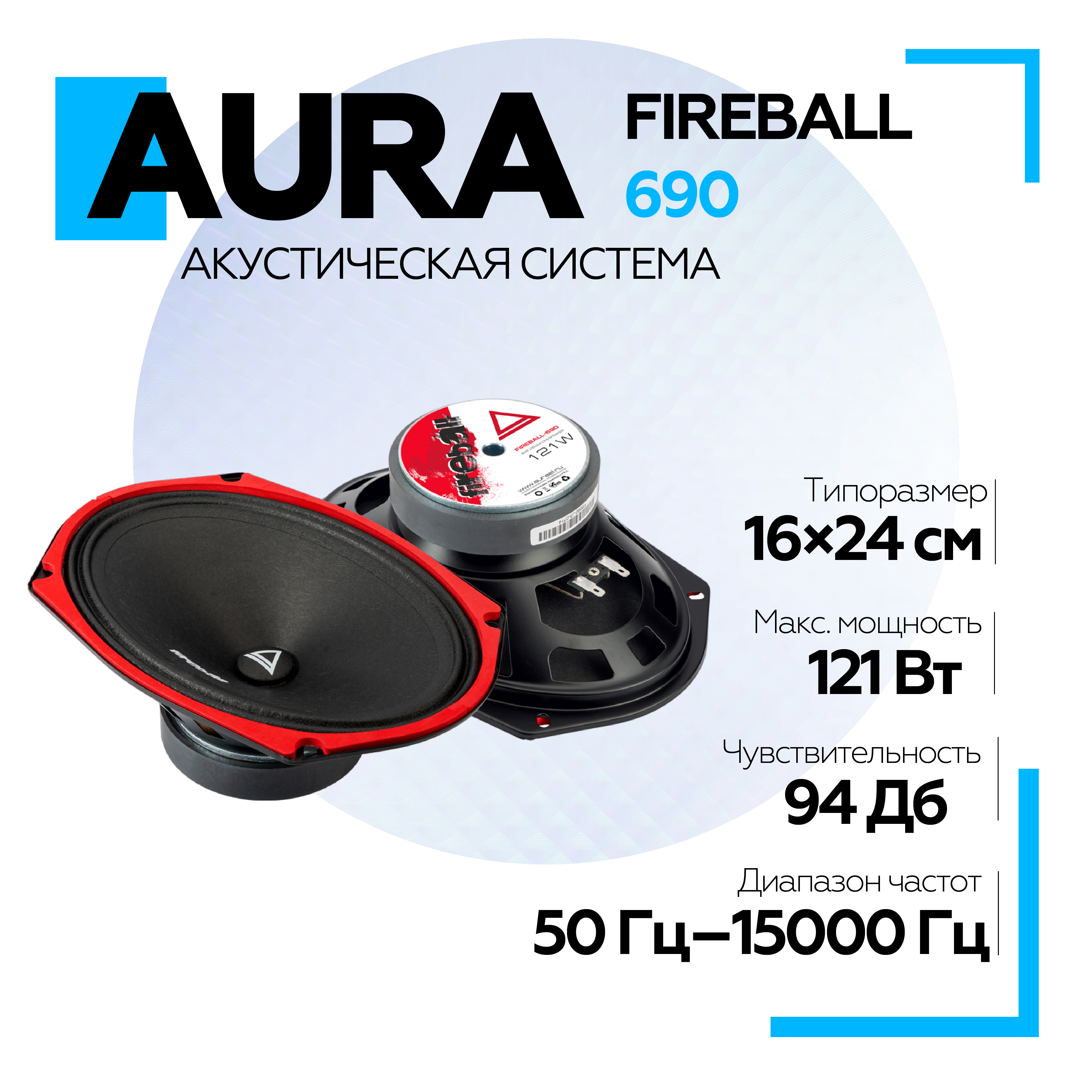 Колонки автомобильные Aura FIREBALL-690 2700₽