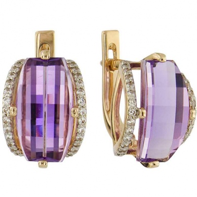 

Серьги из красного золота с фианитом/аметистом ALORIS Серьги 1450АКц, Серьги 1450АКц