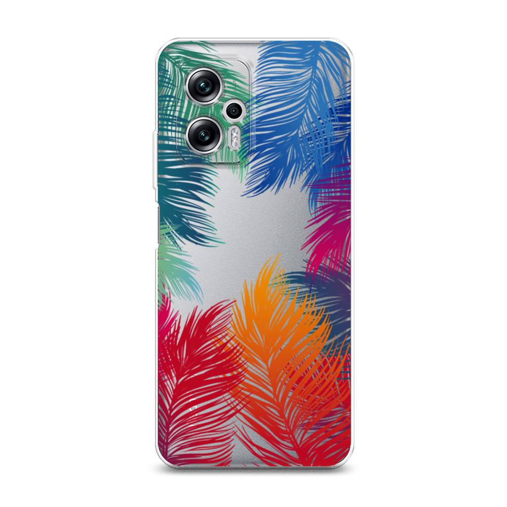 фото Силиконовый чехол "рамка из перьев" на xiaomi poco x4 gt awog