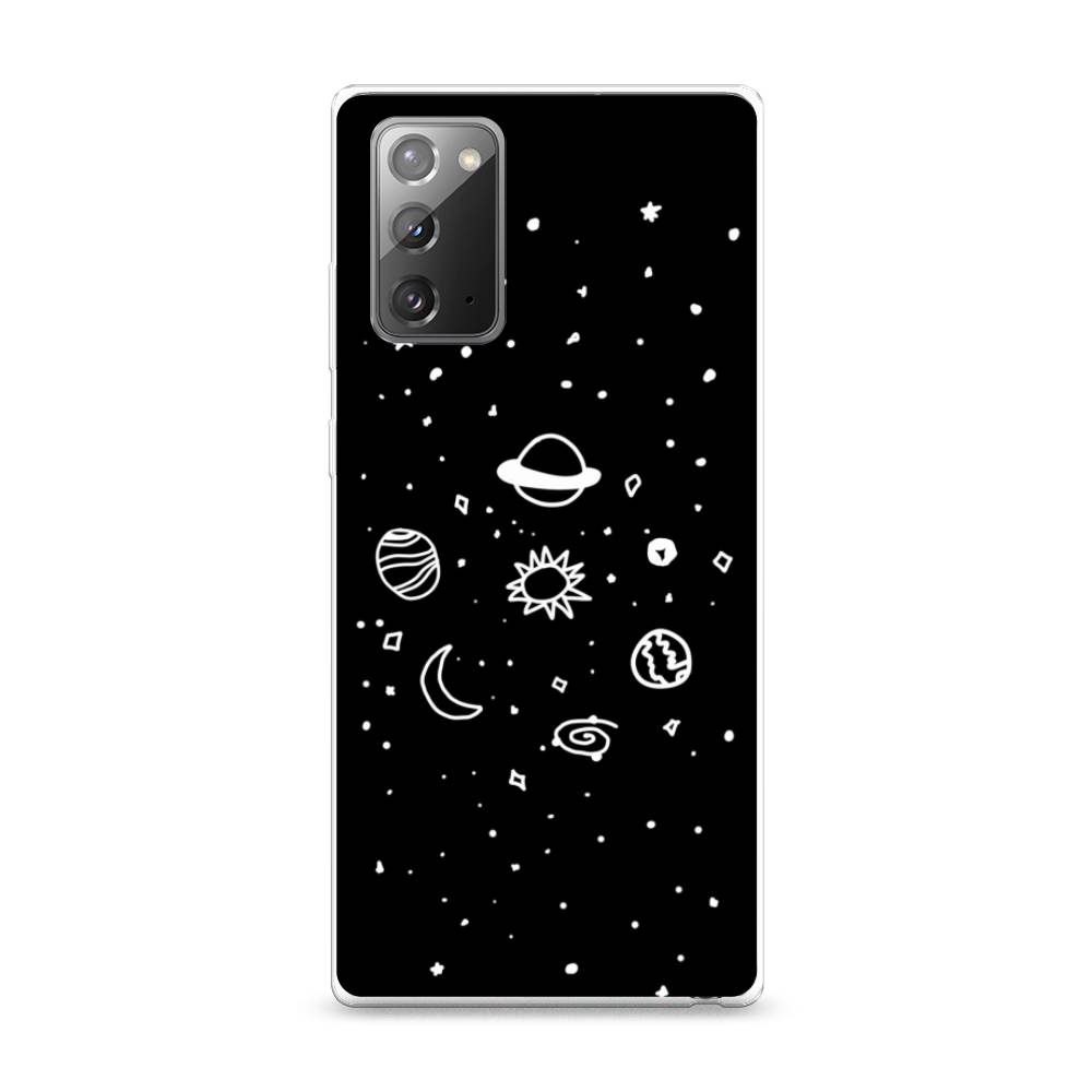 

Чехол на Samsung Galaxy Note 20 "Дудл солнечной системы", Бежевый;серый, 2100950-2