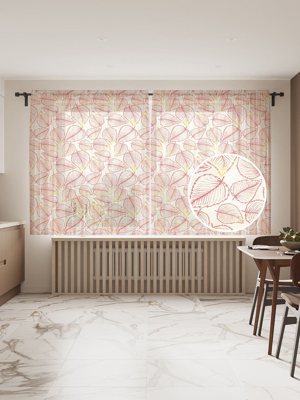 

Фототюль JoyArty "Осенние листья осины" 145x180см, 2 полотна, лента, 50 крючков, Осенние листья осины