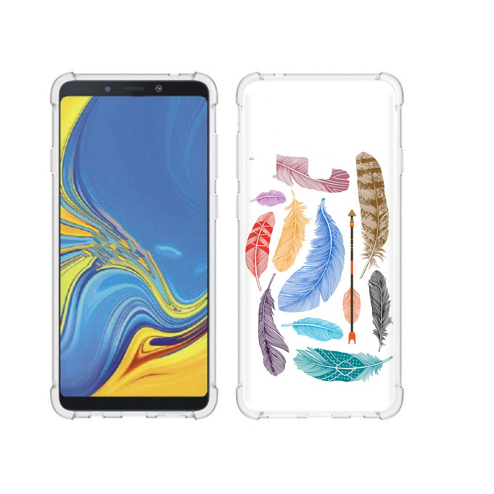 

Чехол MyPads Tocco для Samsung Galaxy A9 разноцветные перья (PT118683.560.572), Прозрачный, Tocco