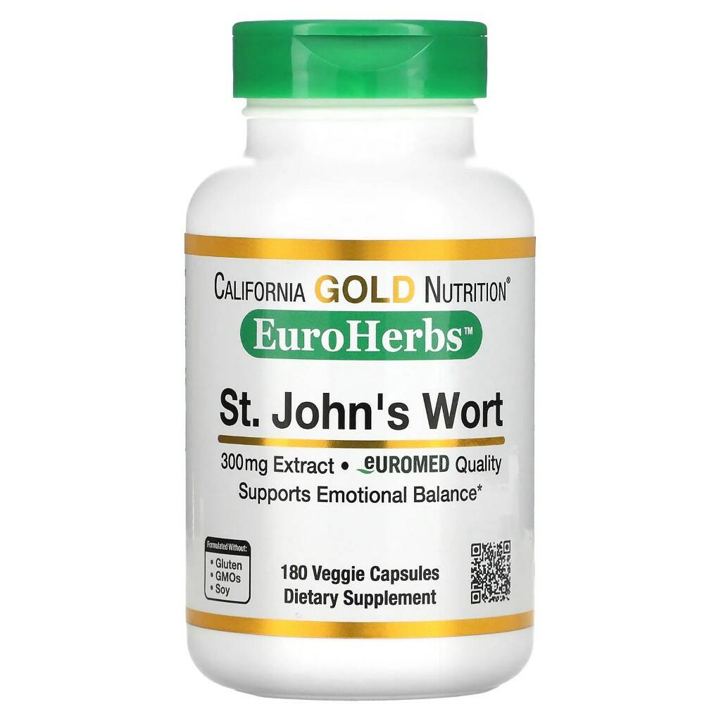California Gold Nutrition St. John's Wort, EuroHerbs, 300 mg, 180 капсул